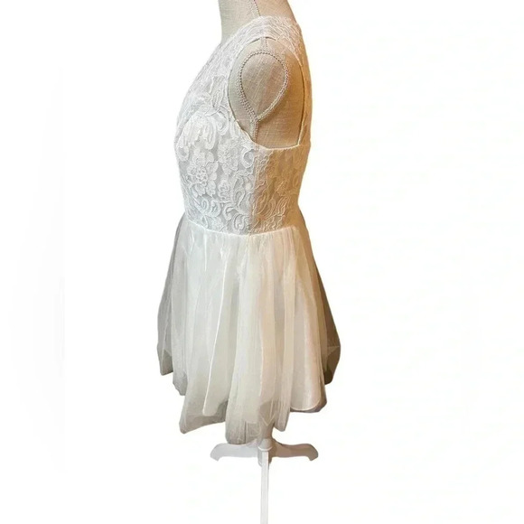 Aspeed Off White Lace Tulle Short Dress Prom Formal Quince Homecoming Juniors L - Picture 3 of 16